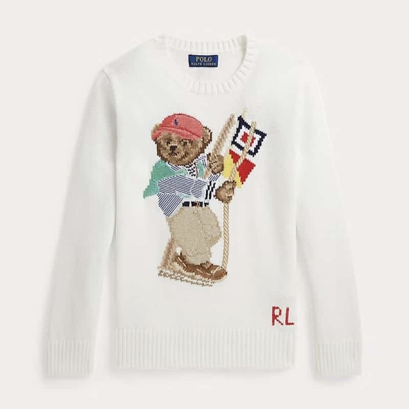 Ralph Lauren Sweaters - Ralph Lauren Cream Sweater with Bear and Red Accents